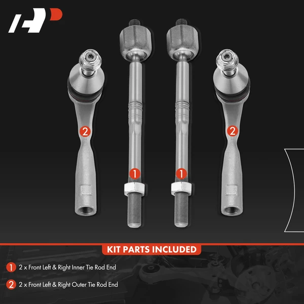 4 Pcs Front Inner & Outer Tie Rod End Kit for Mercedes-Benz GL350 GL450 ML250