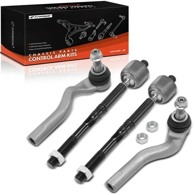 4 Pcs Front Inner & Outer Steering Tie Rod Ends