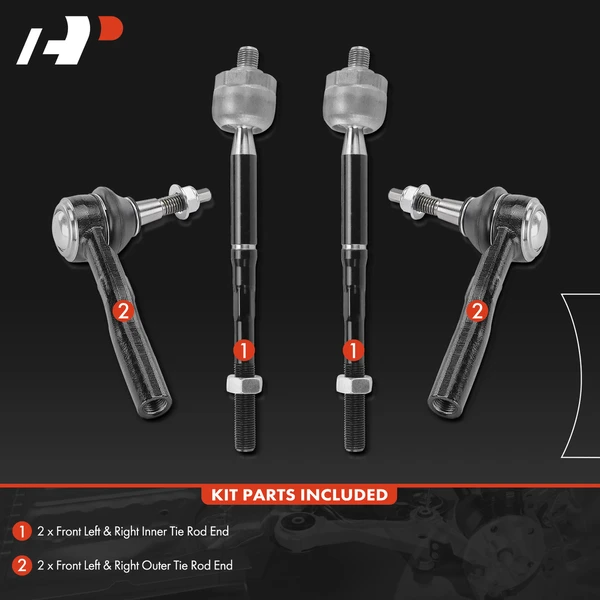 4 Pcs Front Inner & Outer Tie Rod End for Chevrolet Cruze Volt 2016-2019