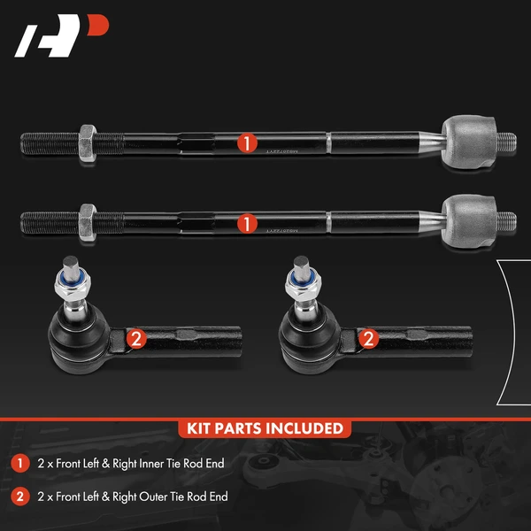 4 Pcs Front Inner & Outer Tie Rod End for Chrysler 300 2011-2014 Dodge Challenger