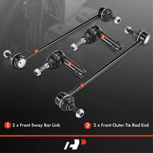 A Set of 4 Sway Bar Link and Tie Rod End Kit Front Side A-Premium APCA6585