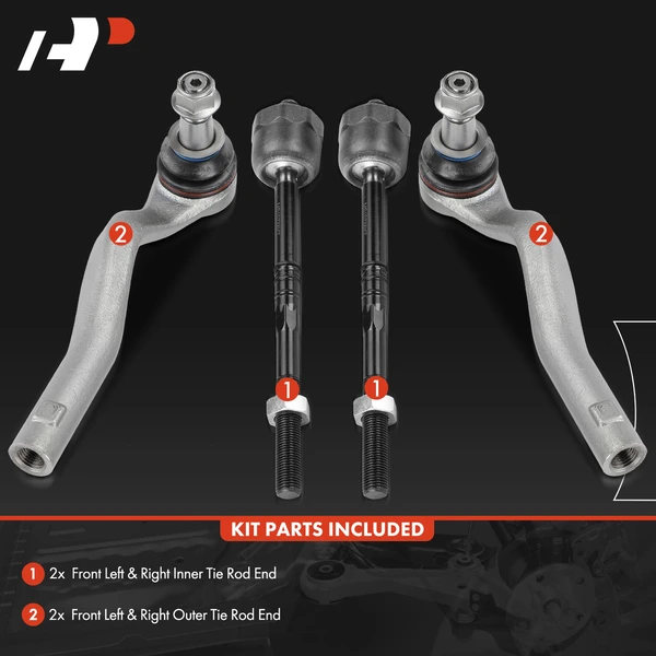 4 Pcs Front Inner & Outer Steering Tie Rod Ends for Mercedes-Benz W204 E63 AMG