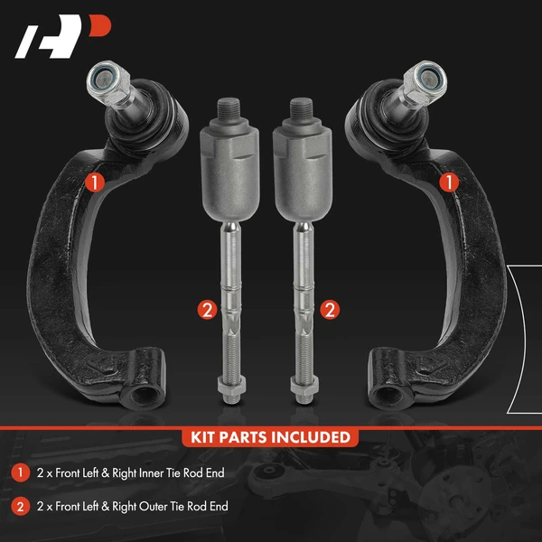 4 Pcs Front Inner & Outer Tie Rod End for Mercedes-Benz E300 2008-2009 E320