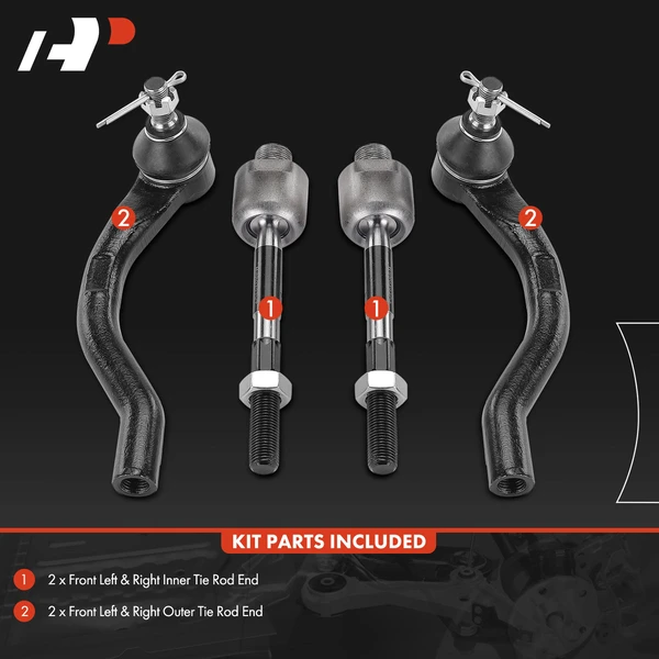4 Pcs Front Inner & Outer Tie Rod End for Acura ILX 2013-2022 Honda Civic
