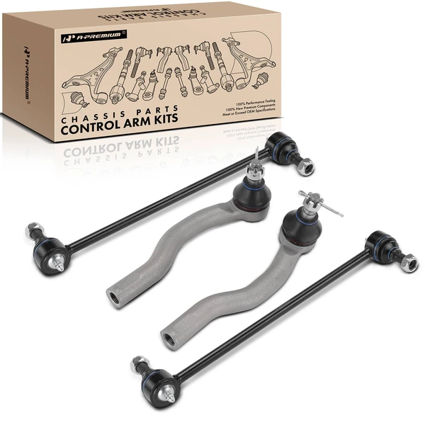 2007-2013 Acura MDX A Set of 4 Sway Bar Link and Tie Rod End Kit Front Side A-Premium APCA6596