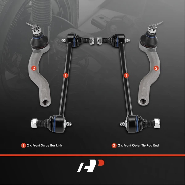 A Set of 4 Sway Bar Link and Tie Rod End Kit Front Side A-Premium APCA6596