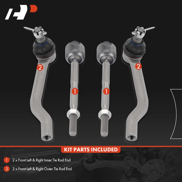 4 Pcs Front Inner & Outer Tie Rod Ends for Honda Pilot 2016-2023 Passport Acura