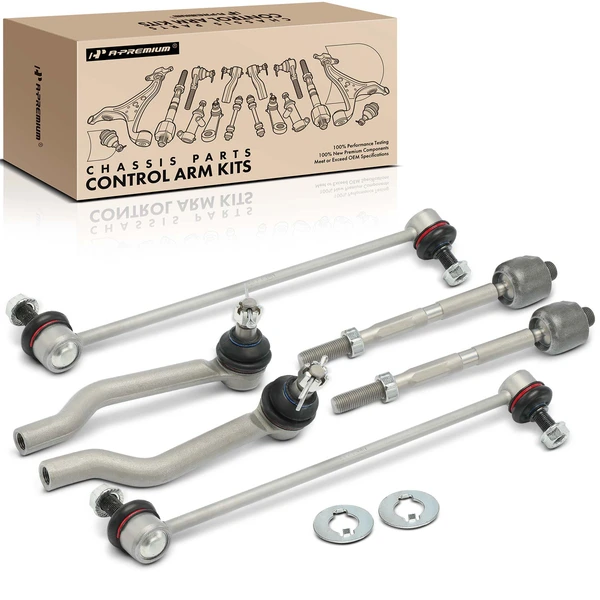 A Set of 6 Tie Rod End and Sway Bar Link Kit Front Side A-Premium APCA6599