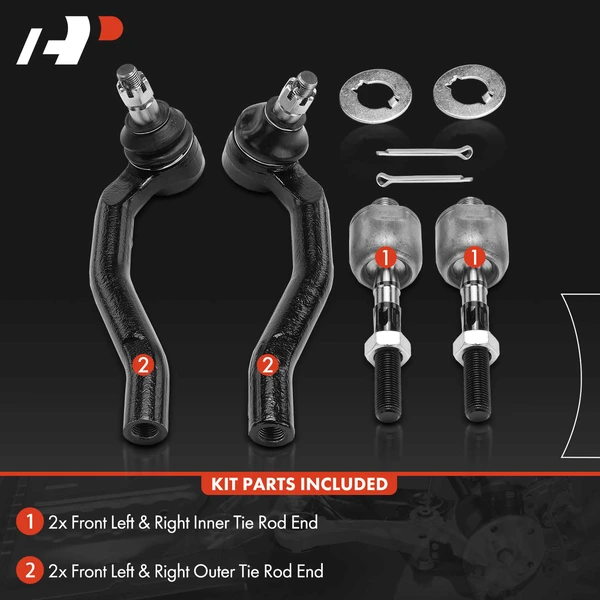 4 Pcs Front Inner & Outer Tie Rod End Kit for Acura TL 2009-2014 Sedan 4-Door