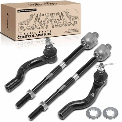 4 Pcs Front Outer & Inner Tie Rod End