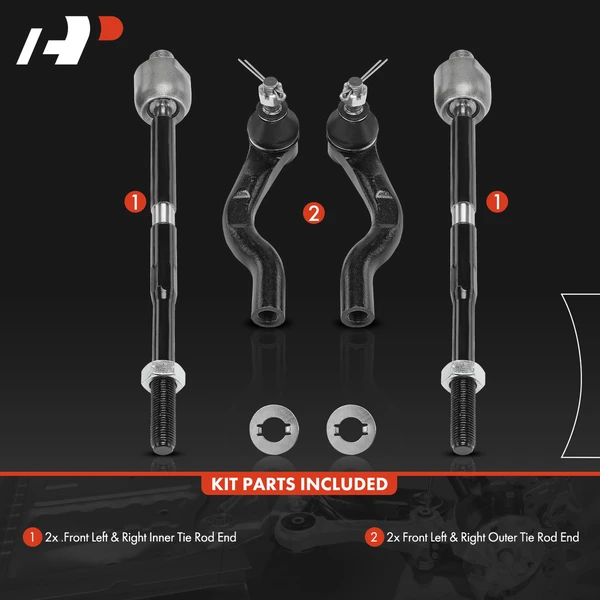 4 Pcs Front Outer & Inner Tie Rod End for Honda CR-V 2017-2023