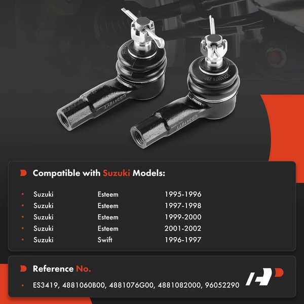 2 Pcs Front Outer Steering Tie Rod End for Suzuki Esteem 1995-2002 Swift 1996-1997