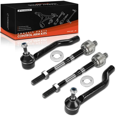 4 Pcs Front Inner & Outer Steering Tie Rod Ends