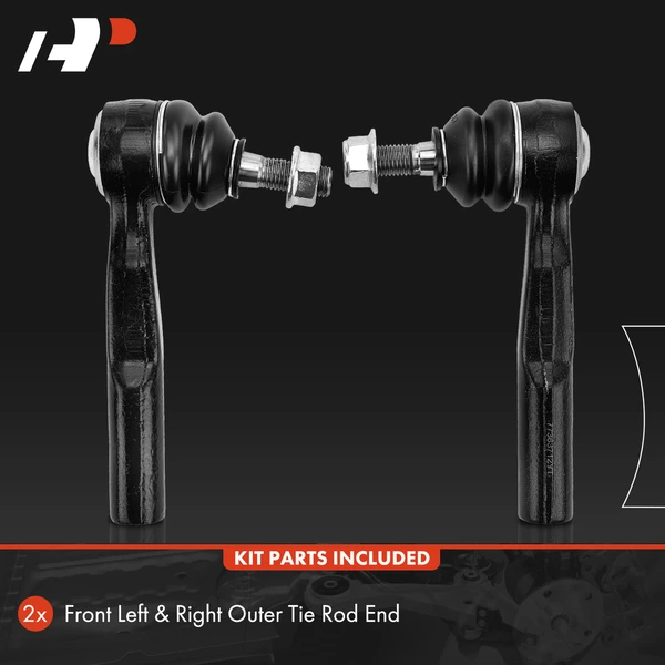 2 Pcs Front Outer Tie Rod Ends for Saab 9-3 2003-2011 9-3X 2010-2011 9-5