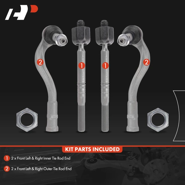 4 Pcs Front Inner & Outer Steering Tie Rod Ends for Audi A4 2017-2020 A4 Quattro