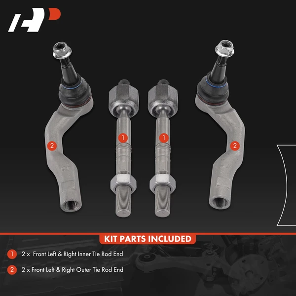 4 Pcs Front Inner & Outer Steering Tie Rod Ends for Volvo XC60 2018-2021 XC90