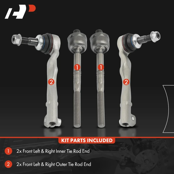 4 Pcs Front Inner & Outer Tie Rod End for BMW 530e 18-23 540i xDrive 740e xDrive