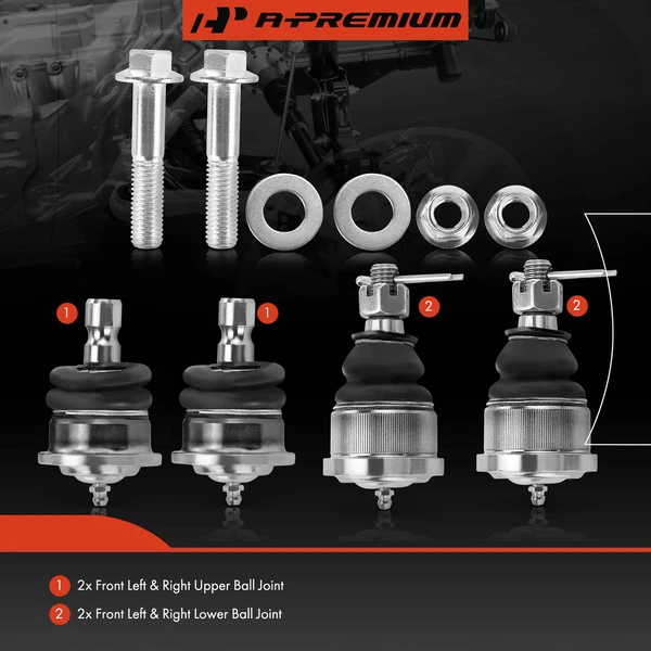 4 Pcs Front Lower & Upper Ball Joint for Cadillac CTS 2003-2007