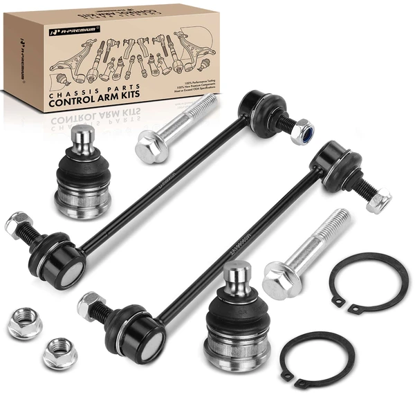 A Set of 4 Ball Joint and Sway Bar Link Kit Front Side A-Premium APCA6625