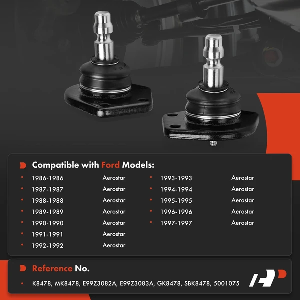 2-Pc Suspension Ball Joint, Front Upper with Ball Joint A-Premium APCA8209