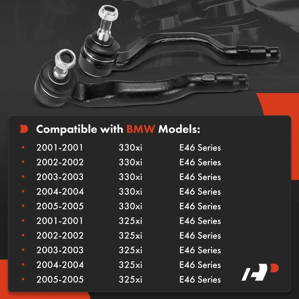 2 Pcs Front Outer Tie Rod End for BMW 330xi 325xi 2001-2005