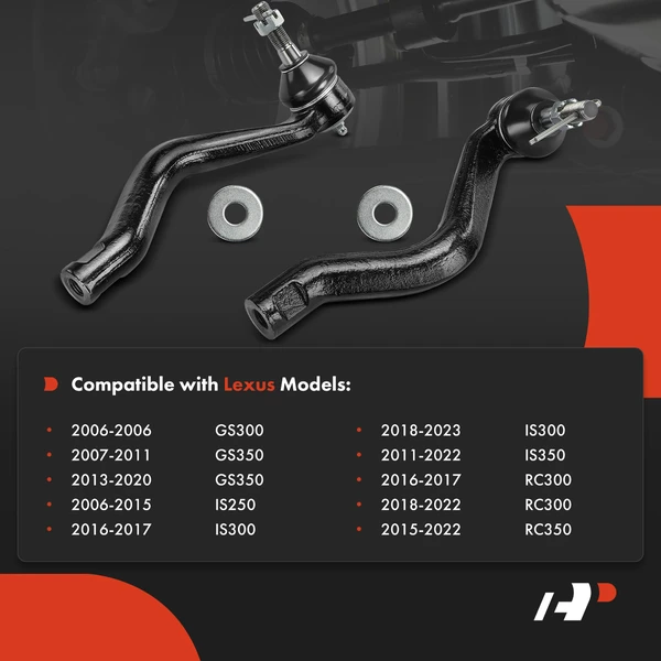 2 Pcs Front Outer Steering Tie Rod End for Lexus IS250 2006-2015 GS300 GS350 IS300