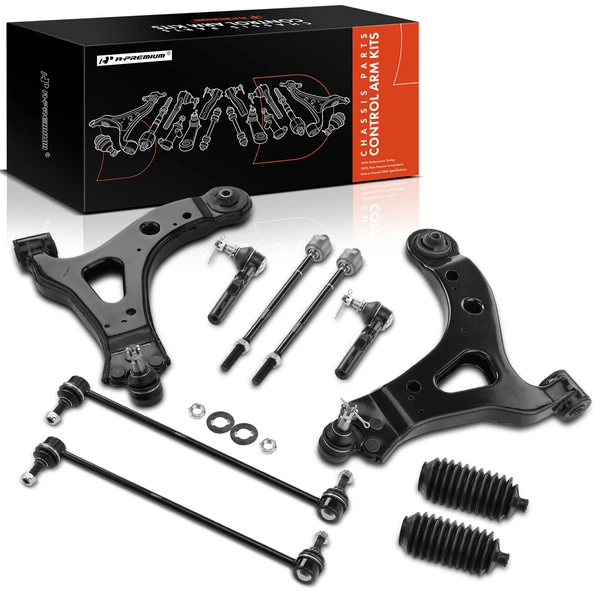 A Set of 10 Control Arm Ball Joint Tie Rod and Sway Bar Link Kit Front Side A-Premium APCA0507