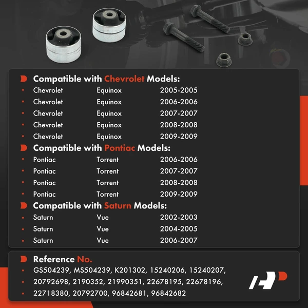 2-Pc Control Arm Bushing, Rear Driver & Passenger A-Premium APCA9913