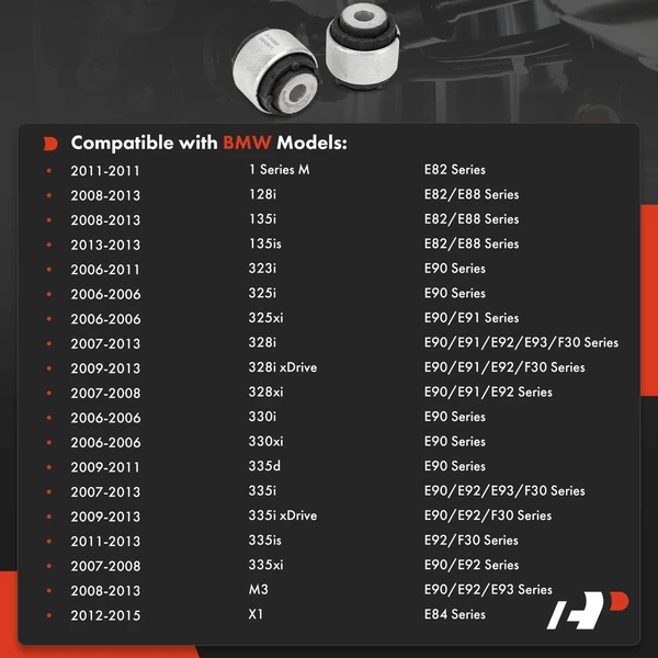 2-Pc Trailing Arm Bushing, Rear Side A-Premium APCA9956