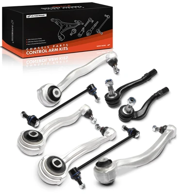 8 Pcs Front Control Arm with Ball Joint Sway Bar Link Tie Rod End