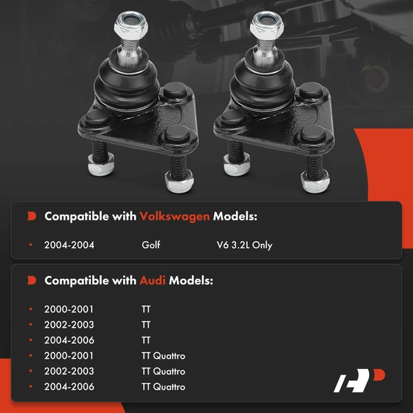 2 Pcs Front Lower Suspension Ball Joint for Audi TT 00-06 VV Golf 2004 1.8L 3.2L