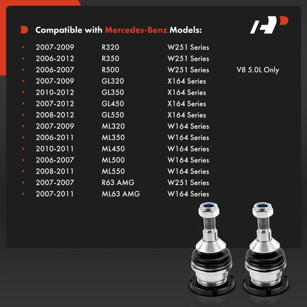 2 Pcs Front Lower Ball Joint for Mercedes-Benz X164 W164 W251 GL320 ML350 R63 AMG