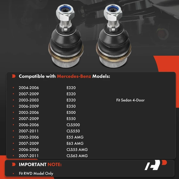 2 Pcs Front Lower Rear Outer Ball Joint for Mercedes-Benz CLS500 E500 CLS63 AMG