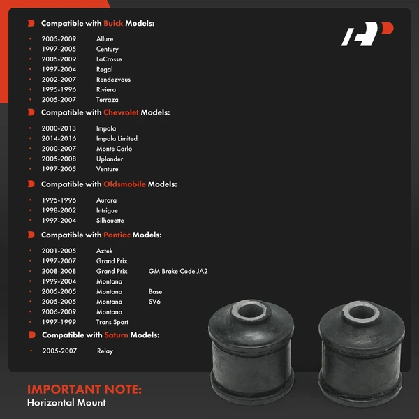2-Pc Control Arm Bushing, Front Driver & Passenger Lower Rearward A-Premium APCA9053