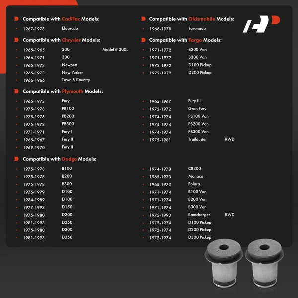 2-Pc Control Arm Bushing, Front Upper A-Premium APCA7454