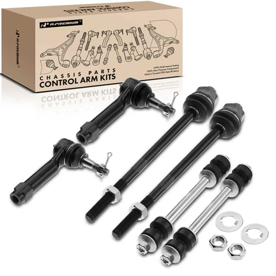 6 Pcs Front Stabilizer Bar End Link Inner & Outer Tie Rod End