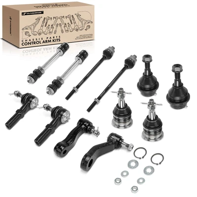 12 Pcs Inner & Outer Tie Rod End & Ball Joint & Idler Arm