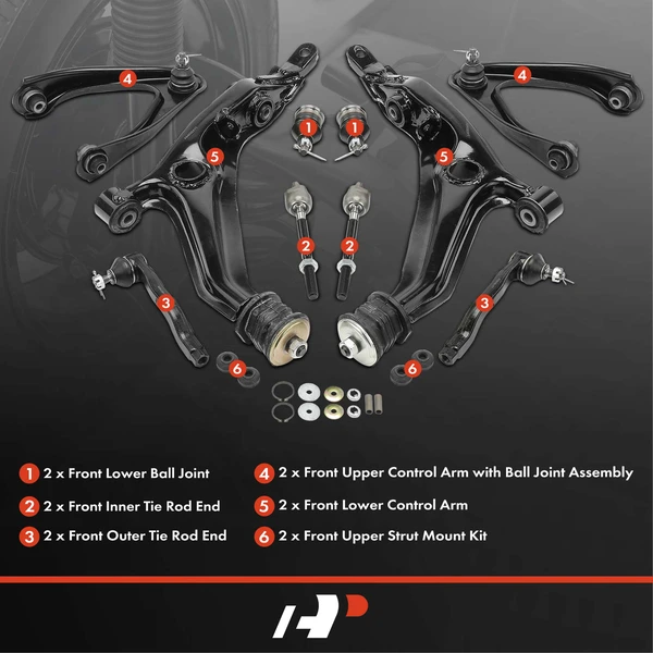 A Set of 12 Control Arm Ball Joint Tie Rod End Mount Kit Front Side A-Premium APCA0886