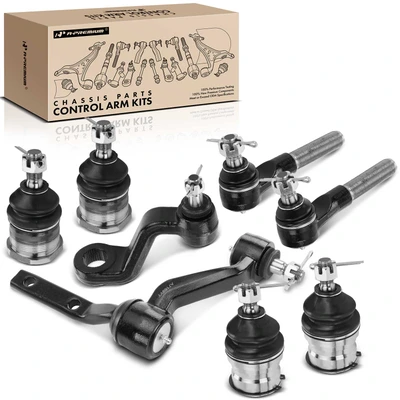 8 Pcs Ball Joint & Tie Rod End & Idler & Pitman Arm