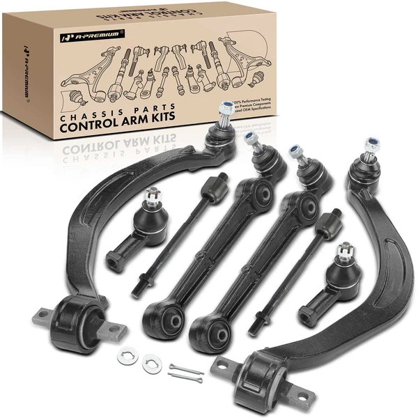 A Set of 8 Control Arm Ball Joint and Tie Rod End Kit Front Side A-Premium APCA0906