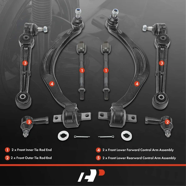 A Set of 8 Control Arm Ball Joint and Tie Rod End Kit Front Side A-Premium APCA0906