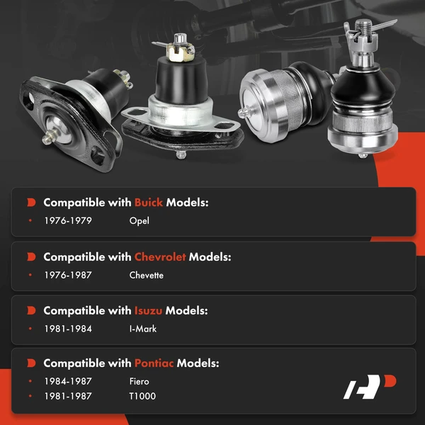 4 Pcs Front Lower & Upper Ball Joint for Buick Opel Isuzu I-Mark Chevy Pontiac