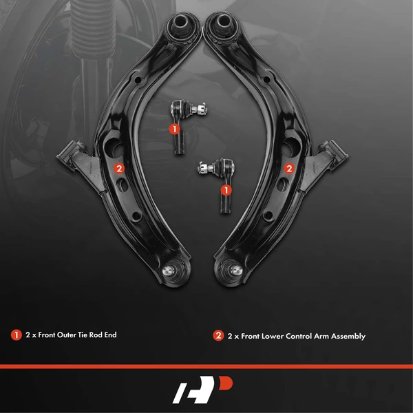 A Set of 4 Control Arm and Tie Rod End Kit Front Side A-Premium APCA0939