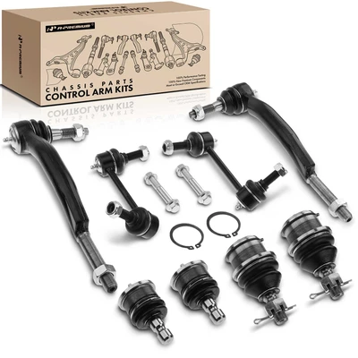 8 Pcs Front & Rear Bar End Link & Tie Rod End & Ball Joint