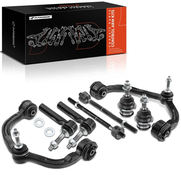 2003-2006 Ford Expedition A Set of 8 Control Arm Ball Joint and Tie Rod End Kit Front Side A-Premium APCA0947