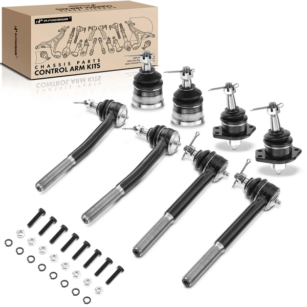 1977-1984 Cadillac DeVille A Set of 8 Ball Joint and Tie Rod End Kit Inner & Outer A-Premium APCA0977