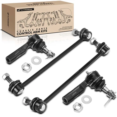 4 Pcs Front Stabilizer Sway Bar End Links & Tie Rod End