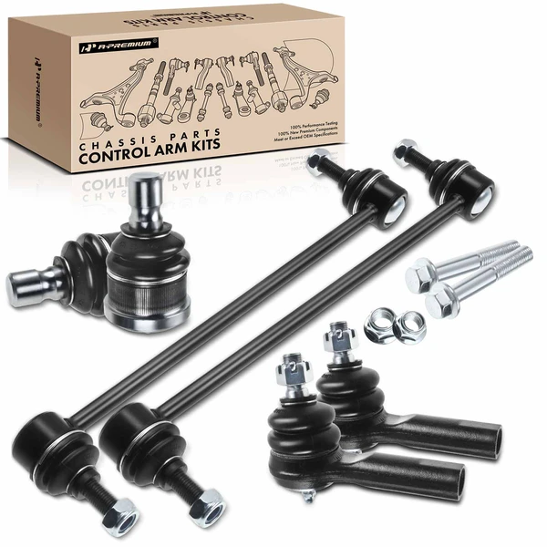 A Set of 6 Ball Joint Sway Bar Link and Tie Rod End Kit Front Side A-Premium APCA1010