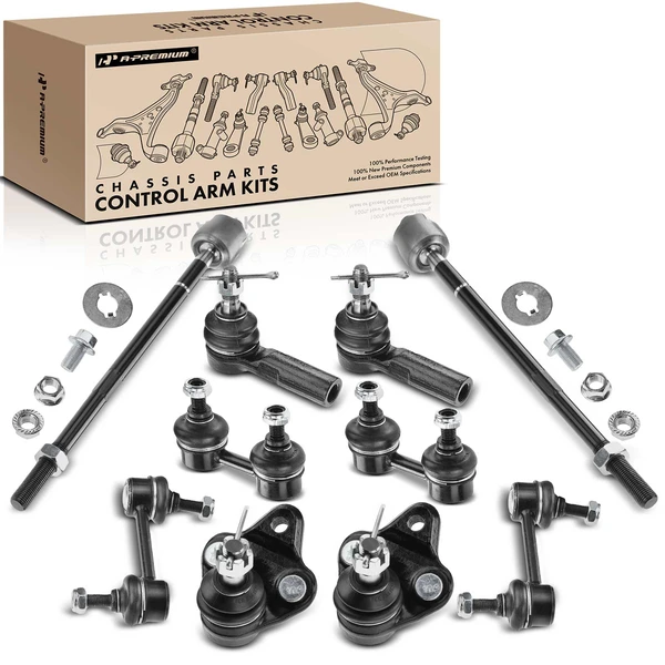 1996-2002 Toyota Corolla A Set of 10 Ball Joint Sway Bar Link and Tie Rod End Kit Front & Rear A-Premium APCA1013