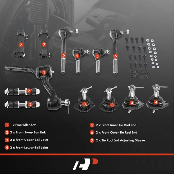 A Set of 13 Ball Joint and Sway Bar Link Full Kit Front Side A-Premium APCA1026